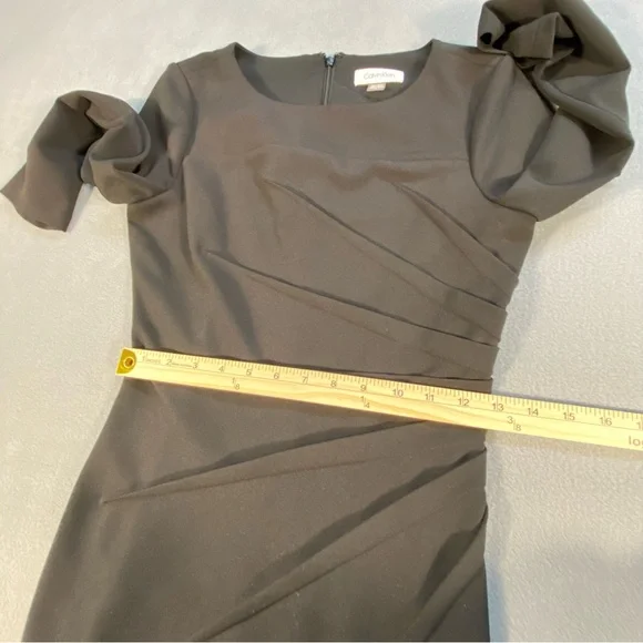 Calvin Klein Women’s Black 3/4 Sleeve  Stretch Sheath Dress, back zipper, size 2 - Picture 10 of 11